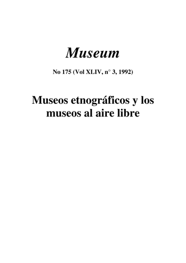 Los Museos etnográficos y los museos al aire libre